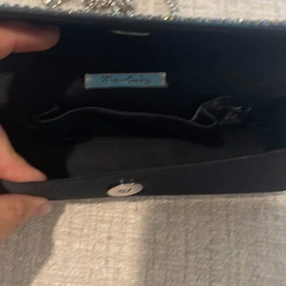 00018 Kate Landry Evening Clutch Rhinestones Silver Chain Used Once - Picture 2 of 3